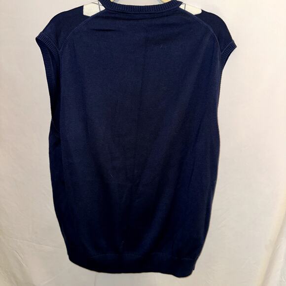 Jos A Bank Sweater Vest Men Large Navy Argyle Print David Leadbetter Golf Preppy - Picture 6 of 8